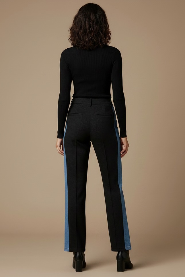 Pantalon Noir Boutons Latéraux Jean Décontracté Femme - vue 2