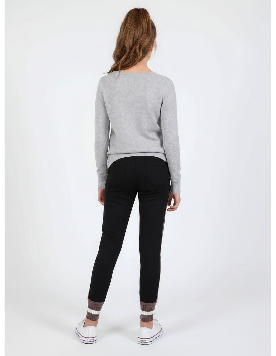 Pantalon Noir Molletonné Enfant Décontracté Rayures - vue 2