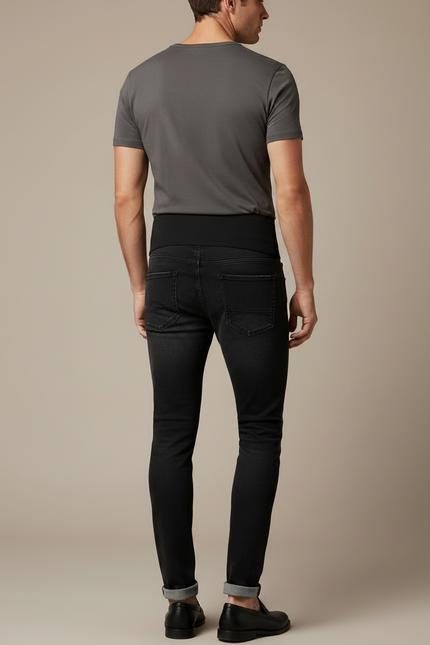Pantalon Noir Jean Slim Déchiré Homme Confortable - vue 2