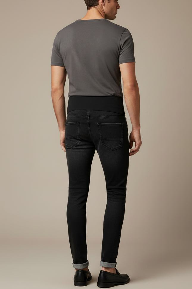 Pantalon Noir Jean Slim Déchiré Homme Confortable - vue 2