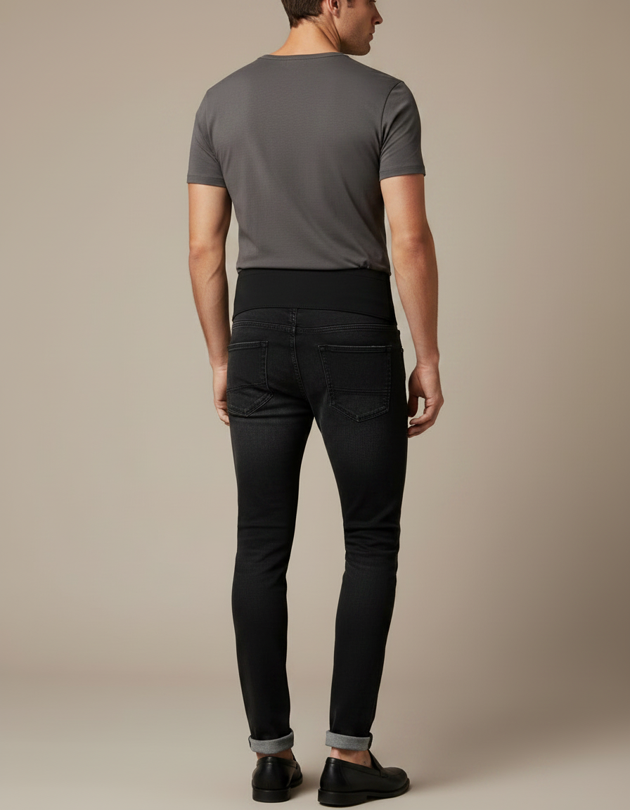 Pantalon Noir Jean Slim Déchiré Homme Confortable - vue 2
