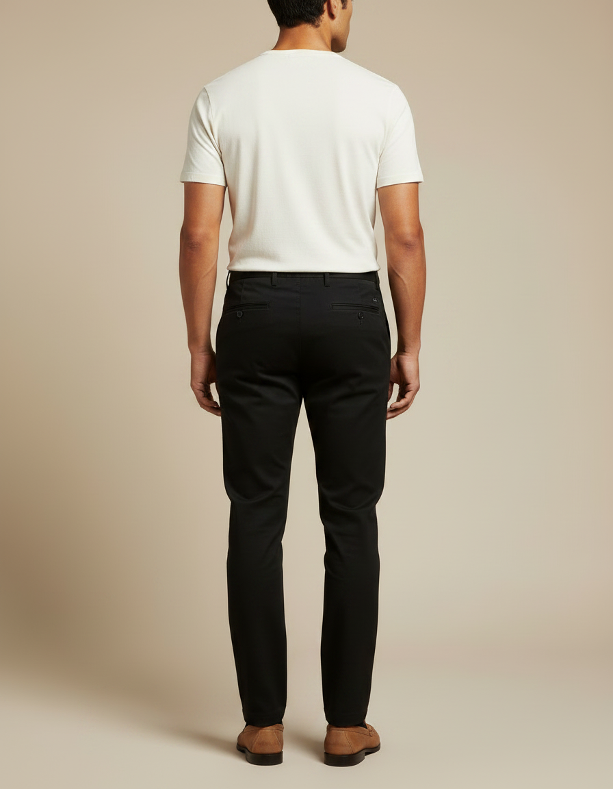 Pantalon Noir Droit Habillé Élégant Homme Business - Gabardine - vue 2