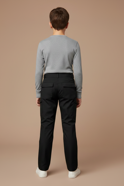 Pantalon Noir Enfant Cargo Résistant Confortable - Gabardine - vue 2