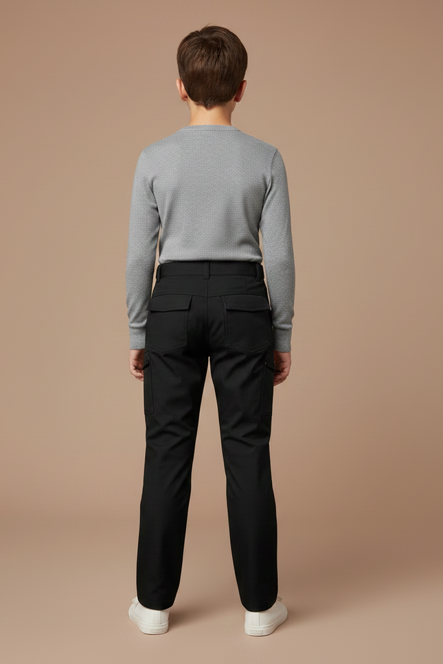 Pantalon Noir Enfant Cargo Résistant Confortable - Gabardine - vue 2