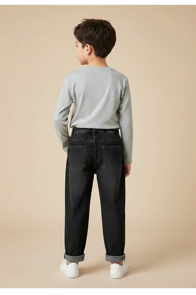 Pantalon Noir Harem Denim Enfant Décontracté Ample - Jean - vue 2