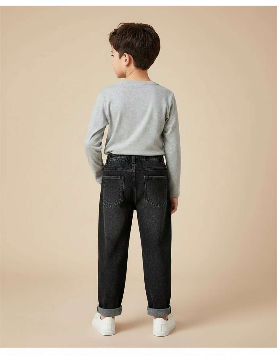 Pantalon Noir Harem Denim Enfant Décontracté Ample - Jean - vue 2
