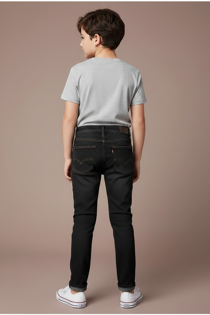 Pantalon Noir Jean Slim Enfant Décontracté - vue 2