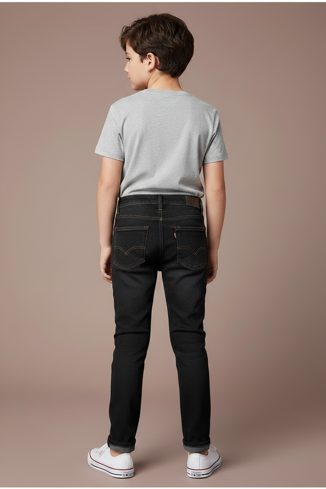 Pantalon Noir Jean Slim Enfant Décontracté - vue 2