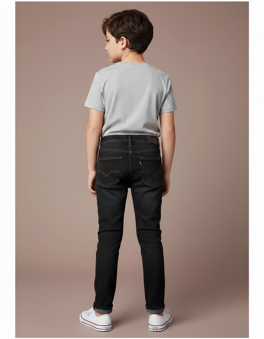 Pantalon Noir Jean Slim Enfant Décontracté - vue 2