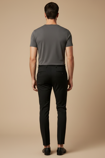 Pantalon Noir Homme Slim Habillé Élégant - Polyester - vue 2