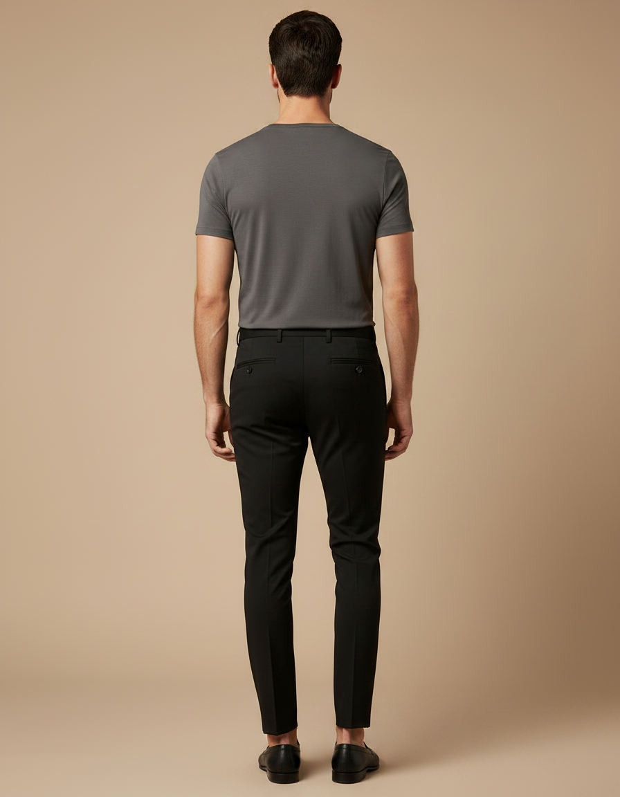 Pantalon Noir Homme Slim Habillé Élégant - Polyester - vue 2