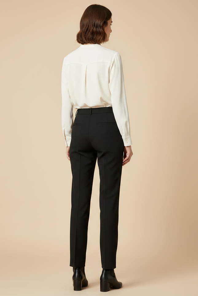 Pantalon Noir Femme Droit Taille Haute Élégant - Gabardine - vue 2