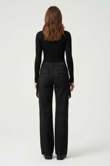 Pantalon Noir Cargo Chaînes Gothique Ample Femme - Gabardine - vue 2