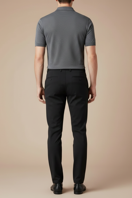 Pantalon Noir Homme Slim Élastique Décontracté Élégant - Polyester - vue 2