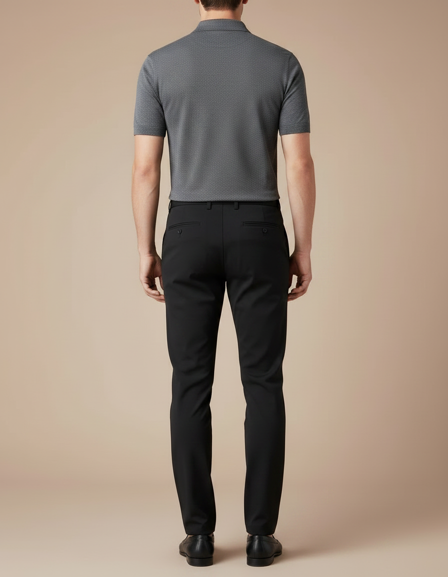 Pantalon Noir Homme Slim Élastique Décontracté Élégant - Polyester - vue 2