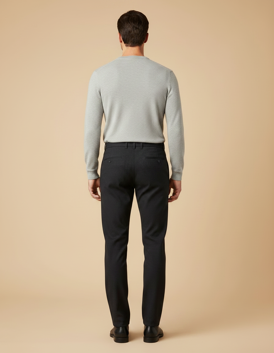 Pantalon Noir Habillé Droit Classique Homme - Laine - vue 2