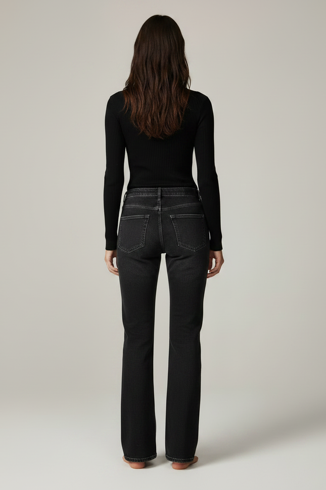 Pantalon Noir Jeans Ample Brodé Aigle Femme - vue 2