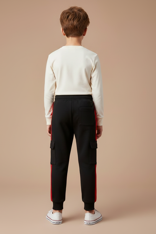 Pantalon Noir Bande Laterale - Molleton - vue 2