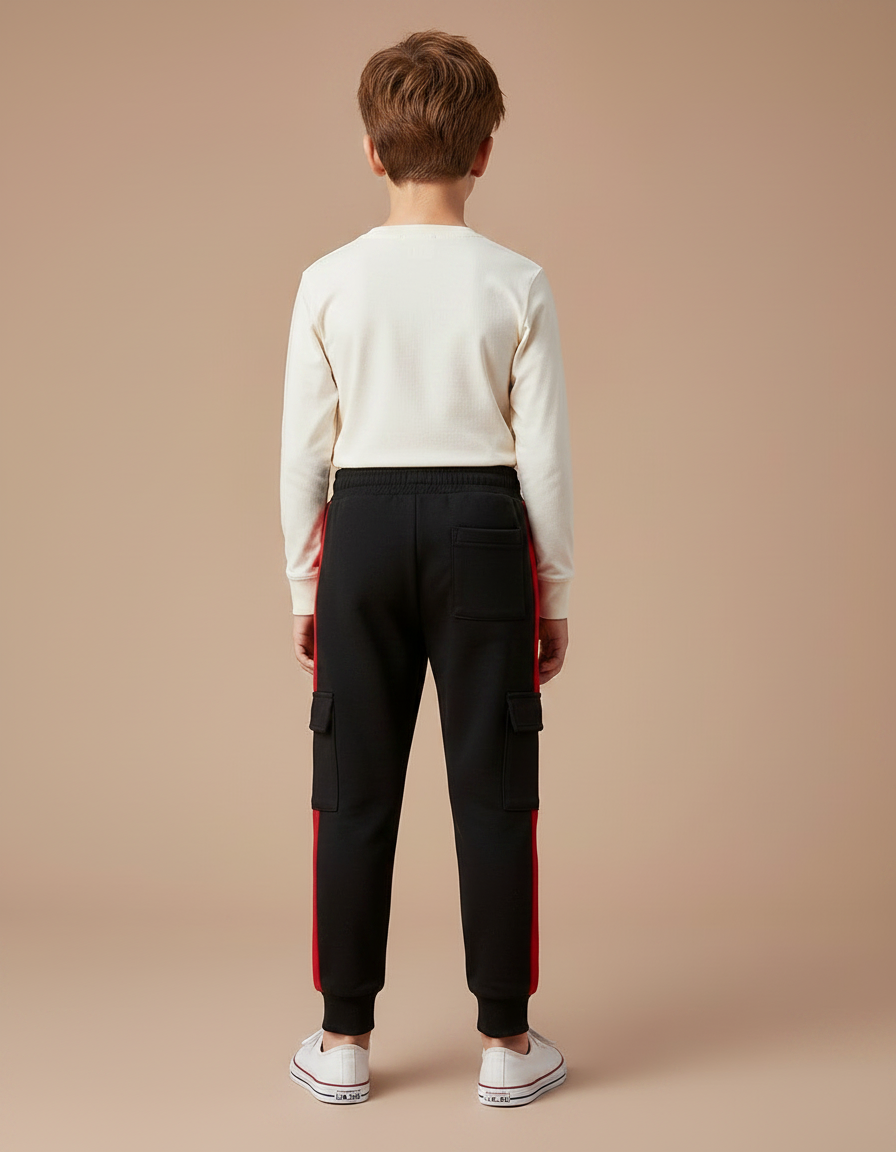 Pantalon Noir Bande Laterale - Molleton - vue 2