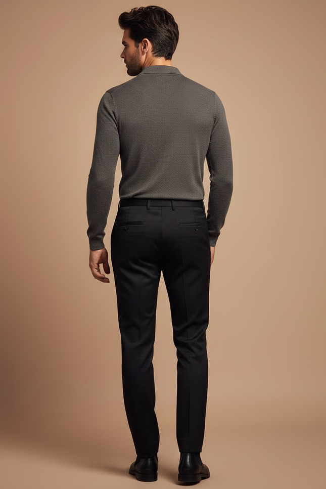 Pantalon Noir Homme Habillé Élégant Formel Slim - Gabardine - vue 2
