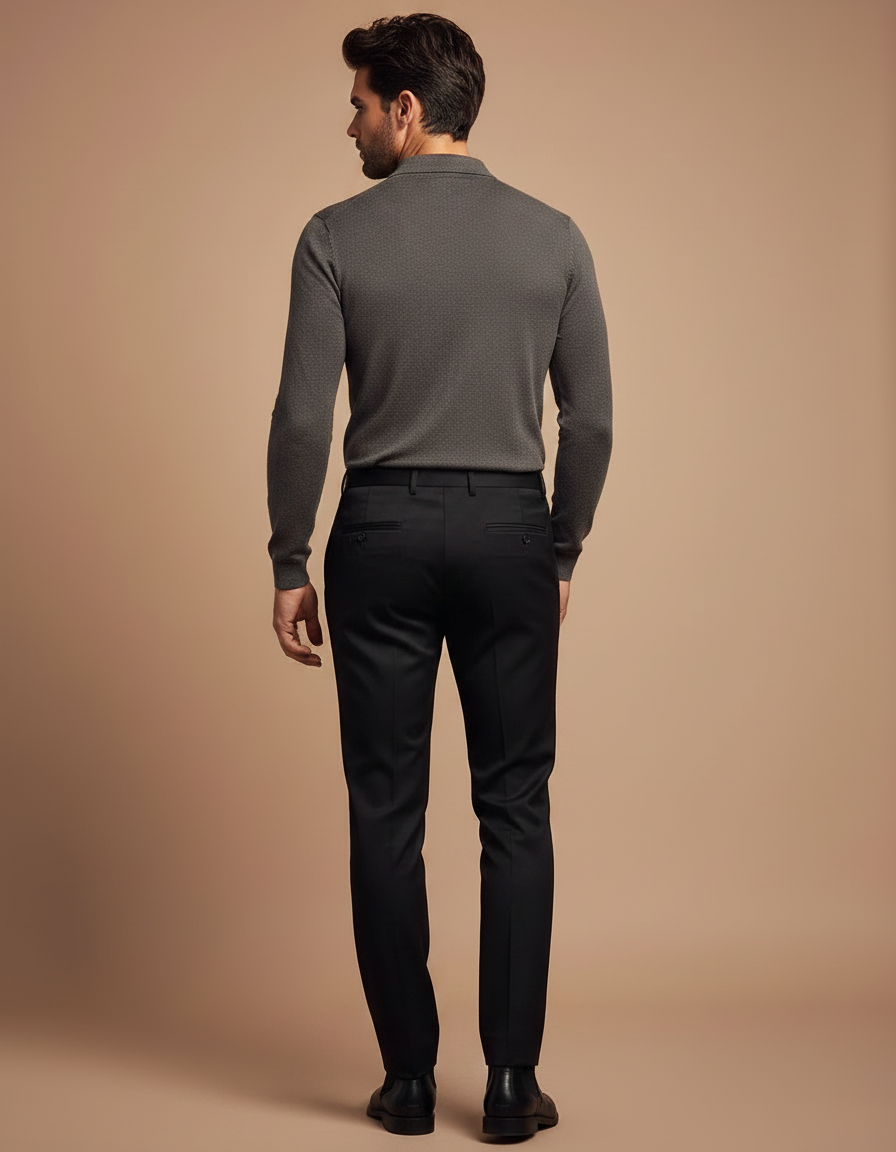Pantalon Noir Homme Habillé Élégant Formel Slim - Gabardine - vue 2