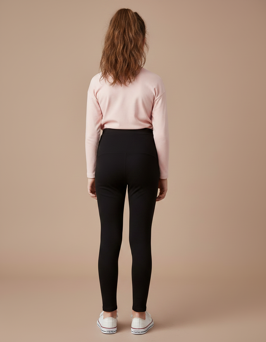 Pantalon Noir Côtelé Ajusté Confortable Élastique - Cordé - vue 2