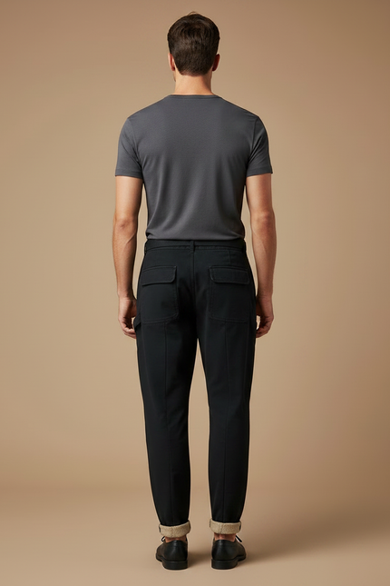 Pantalon Fuselé Homme Noir - Gabardine - vue 2