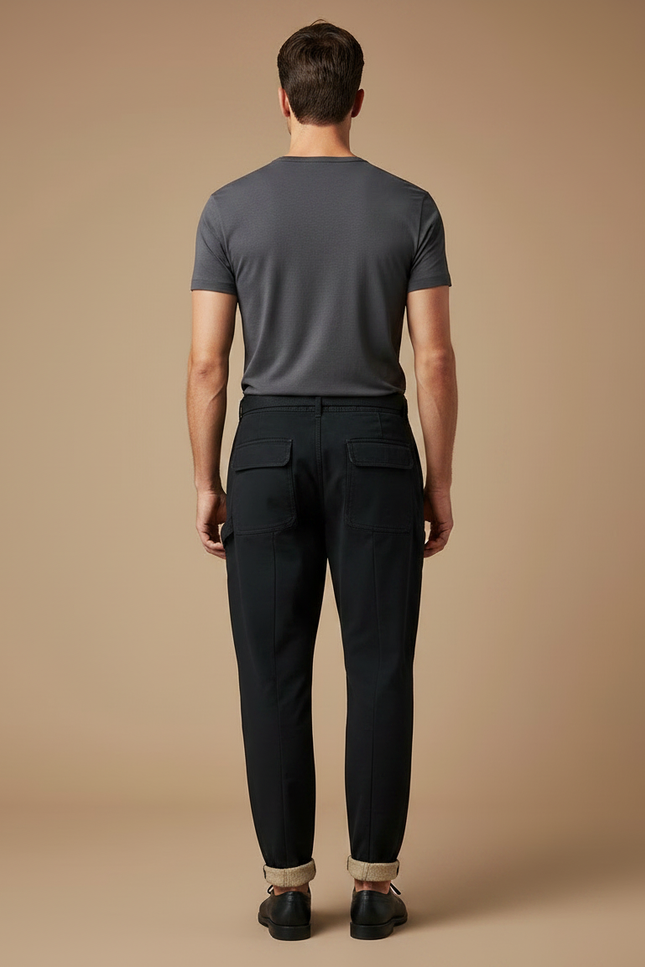 Pantalon Fuselé Homme Noir - Gabardine - vue 2