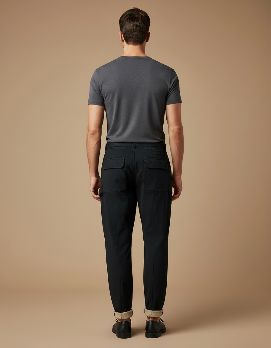 Pantalon Fuselé Homme Noir - Gabardine - vue 2