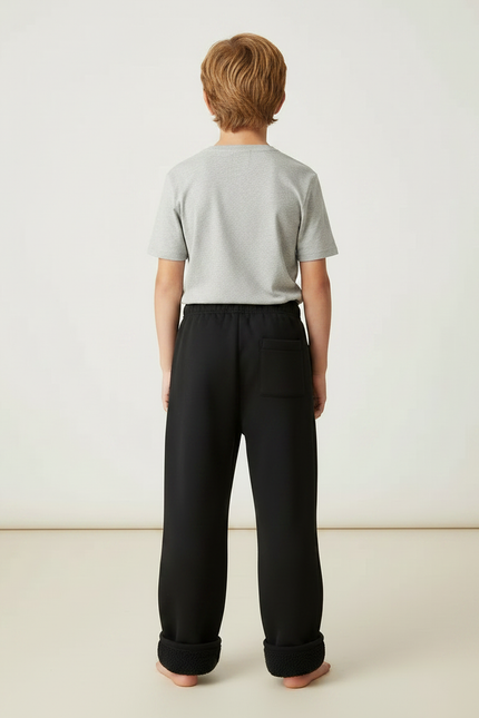 Pantalon Noir Doublé Polaire Hiver Enfant Ample - Molleton - vue 2