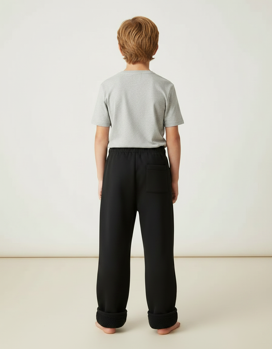 Pantalon Noir Doublé Polaire Hiver Enfant Ample - Molleton - vue 2