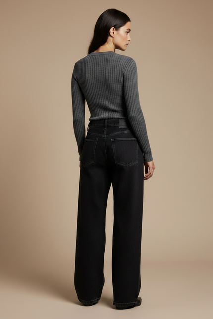 Pantalon Noir Ample Brodé Squelette Streetwear - Jean - vue 2