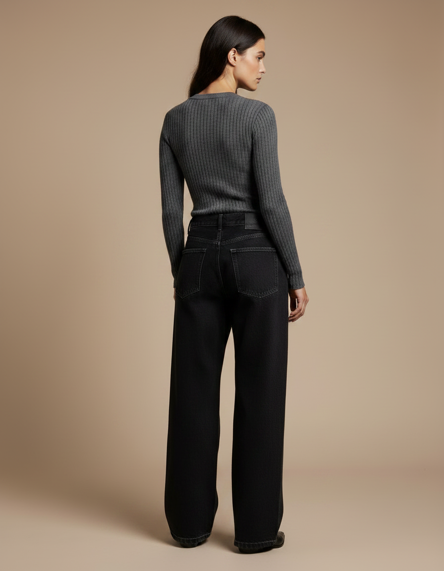 Pantalon Noir Ample Brodé Squelette Streetwear - Jean - vue 2