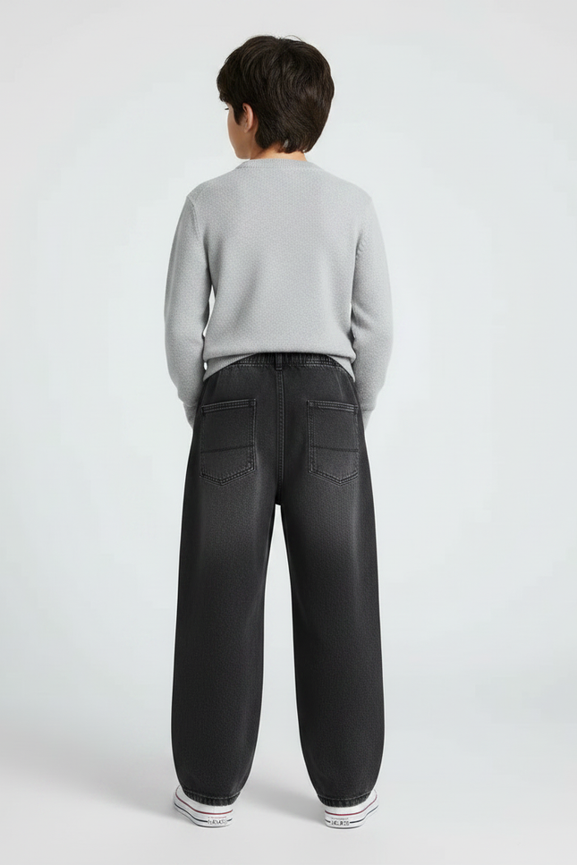 Pantalon Noir Ample Denim Enfant Décontracté - Jean - vue 2