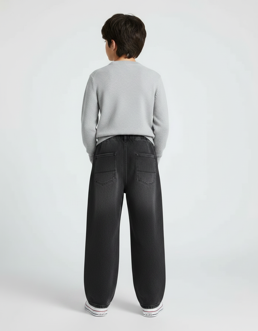 Pantalon Noir Ample Denim Enfant Décontracté - Jean - vue 2