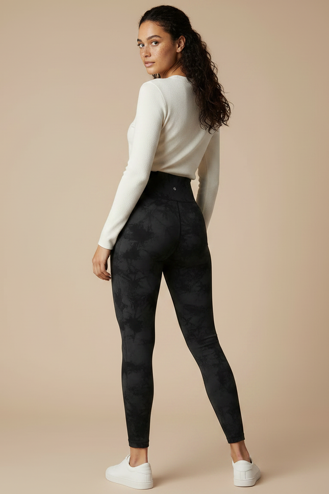 Pantalon Noir Tie-Dye Sans Couture Taille Haute Stretch - Maille - vue 2