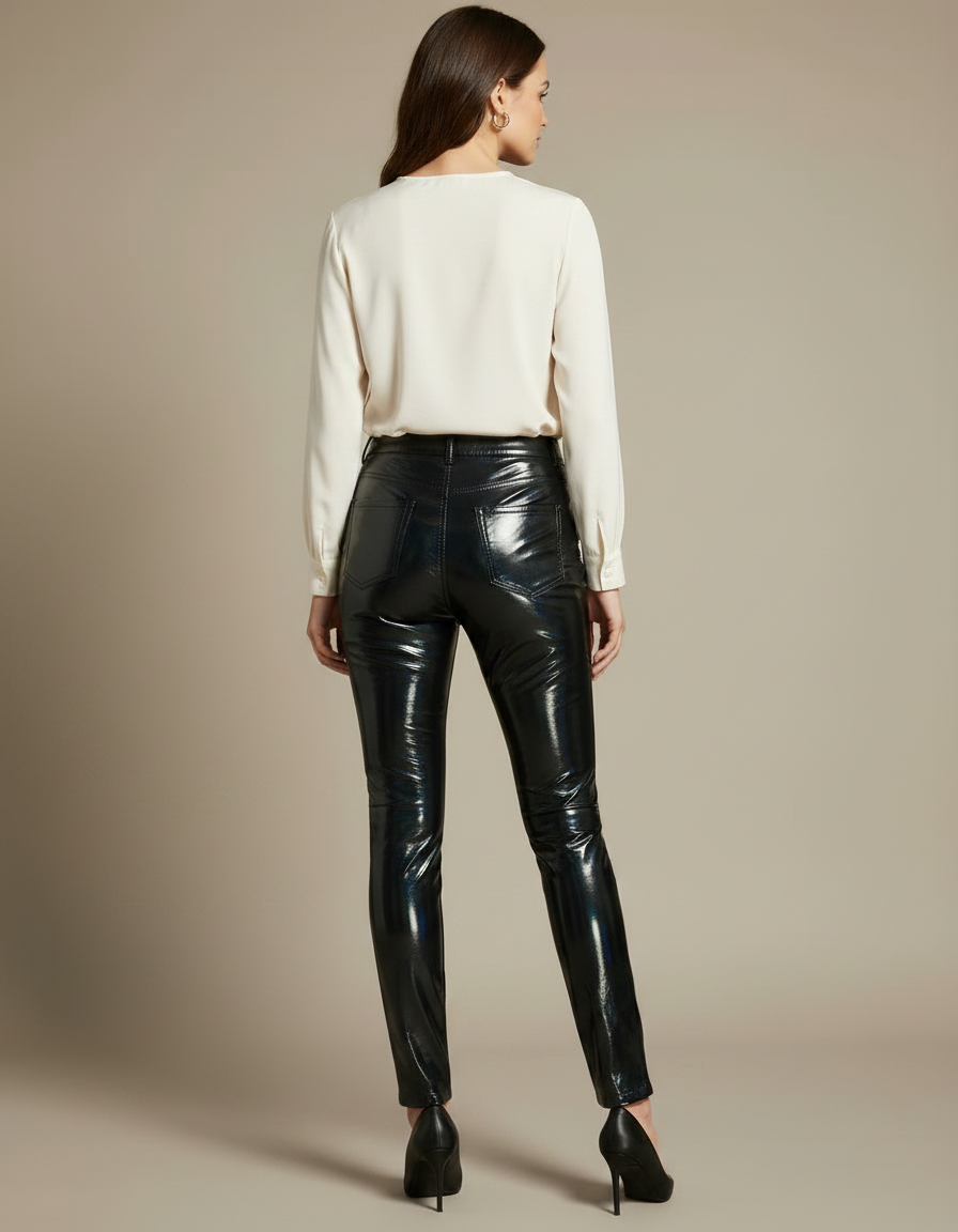 Pantalon Latex Noir Femme - Simili cuir - vue 2