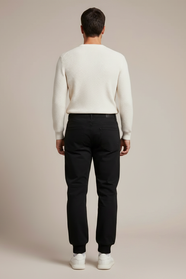 Pantalon Noir Homme Coton Décontracté Confortable Urbain - vue 2