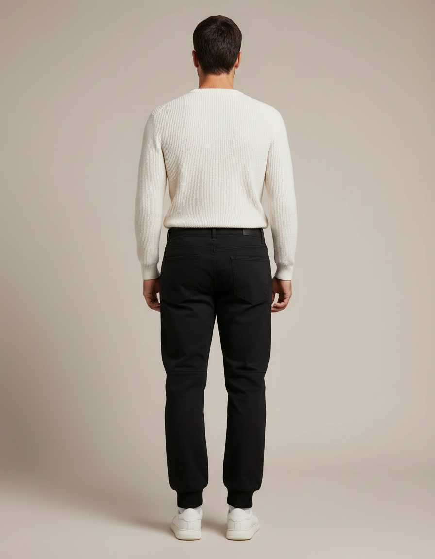 Pantalon Noir Homme Coton Décontracté Confortable Urbain - vue 2