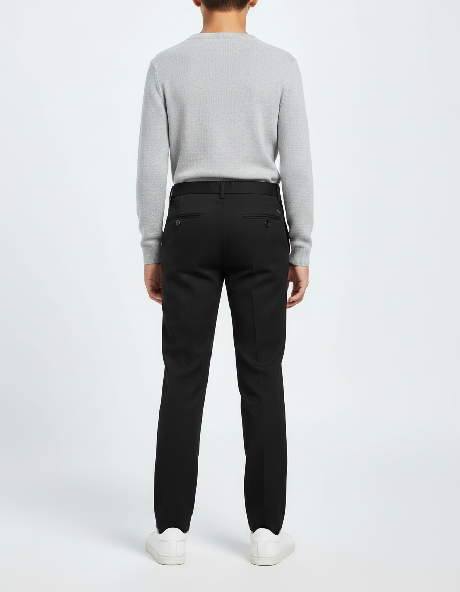 Pantalon Noir Garçon Droit Élégant Cérémonie Moderne - Gabardine - vue 2