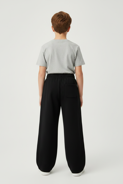 Pantalon Noir Ample Coton Sport Enfant Décontracté - Molleton - vue 2