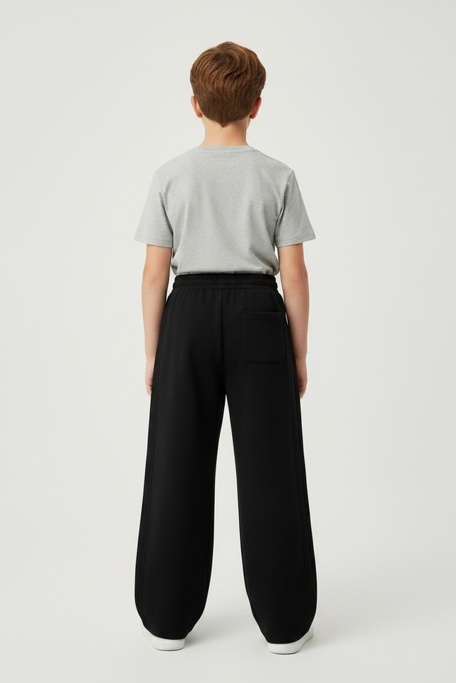 Pantalon Noir Ample Coton Sport Enfant Décontracté - Molleton - vue 2