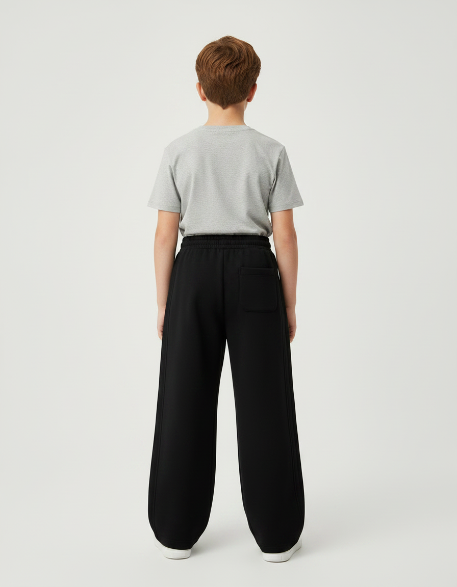 Pantalon Noir Ample Coton Sport Enfant Décontracté - Molleton - vue 2