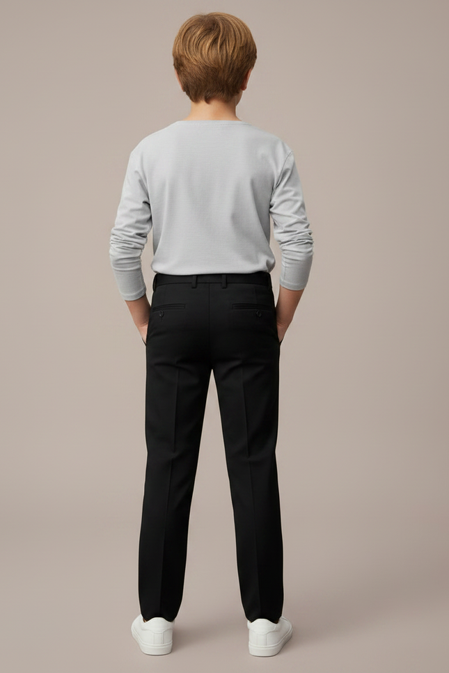 Pantalon Noir Garçon Formel Élégant Droit Classique - Gabardine - vue 2