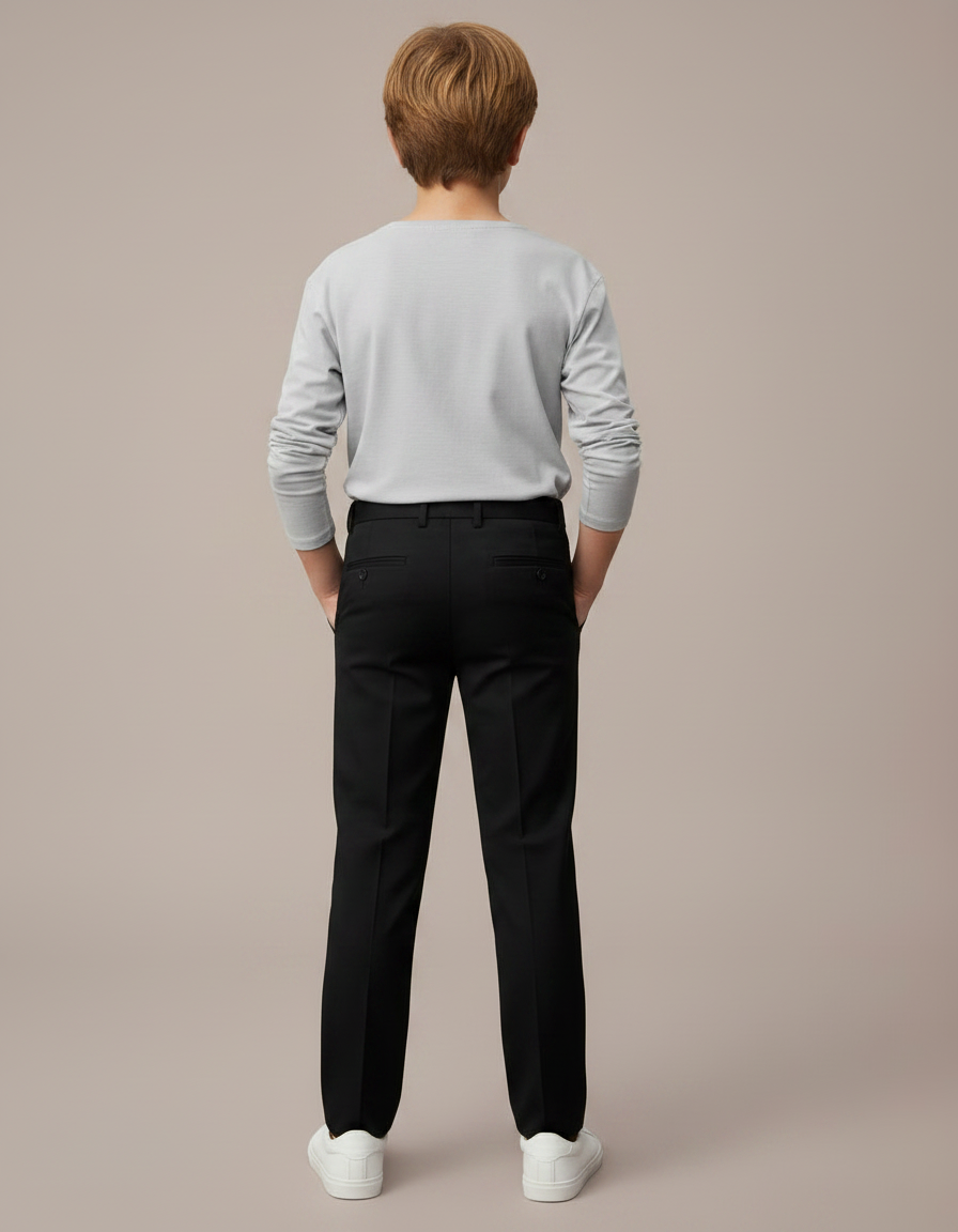 Pantalon Noir Garçon Formel Élégant Droit Classique - Gabardine - vue 2