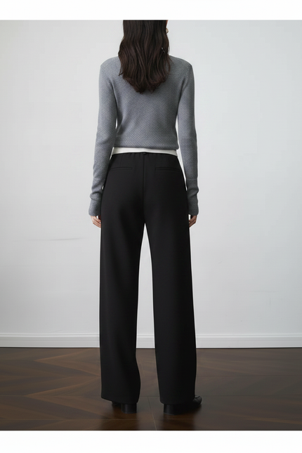 Pantalon Noir Droit Fluide Élégant Taille Haute - Viscose - vue 2