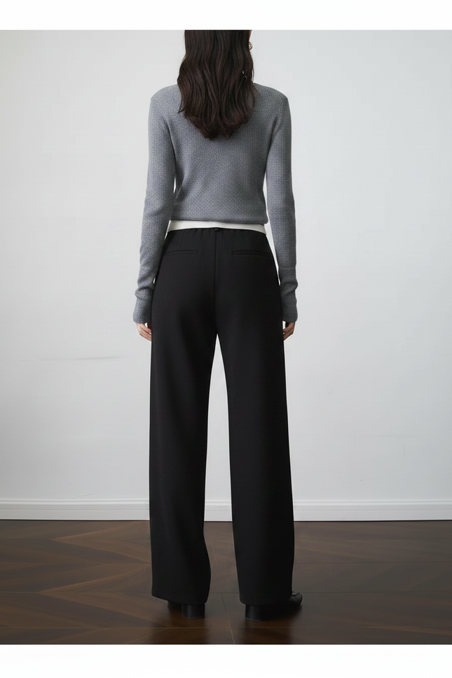 Pantalon Noir Droit Fluide Élégant Taille Haute - Viscose - vue 2