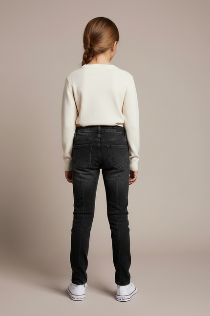 Pantalon Noir Slim Côtelé Moto Enfant - Jean - vue 2