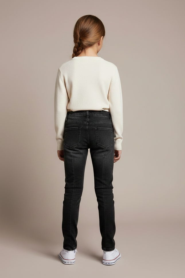 Pantalon Noir Slim Côtelé Moto Enfant - Jean - vue 2