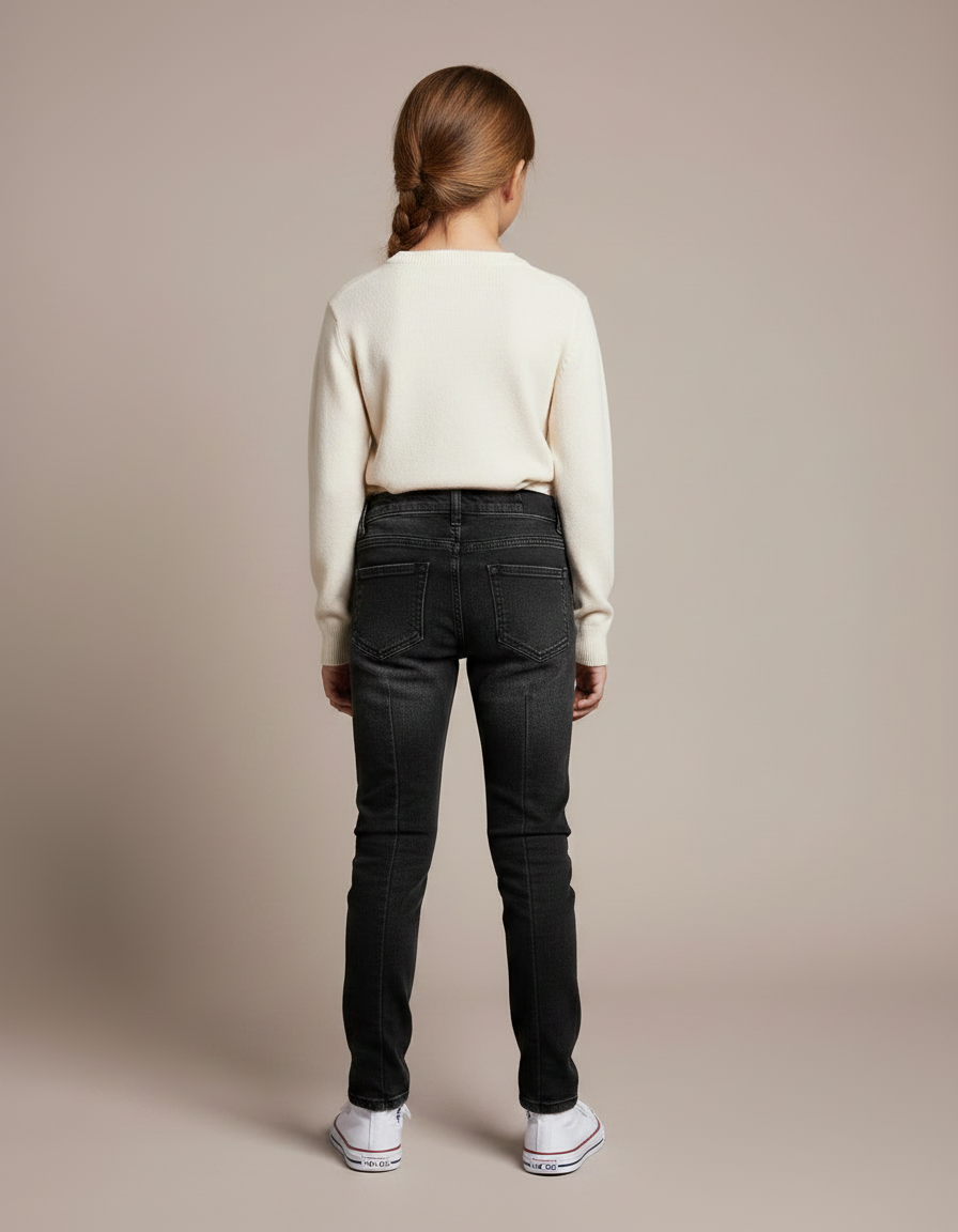 Pantalon Noir Slim Côtelé Moto Enfant - Jean - vue 2